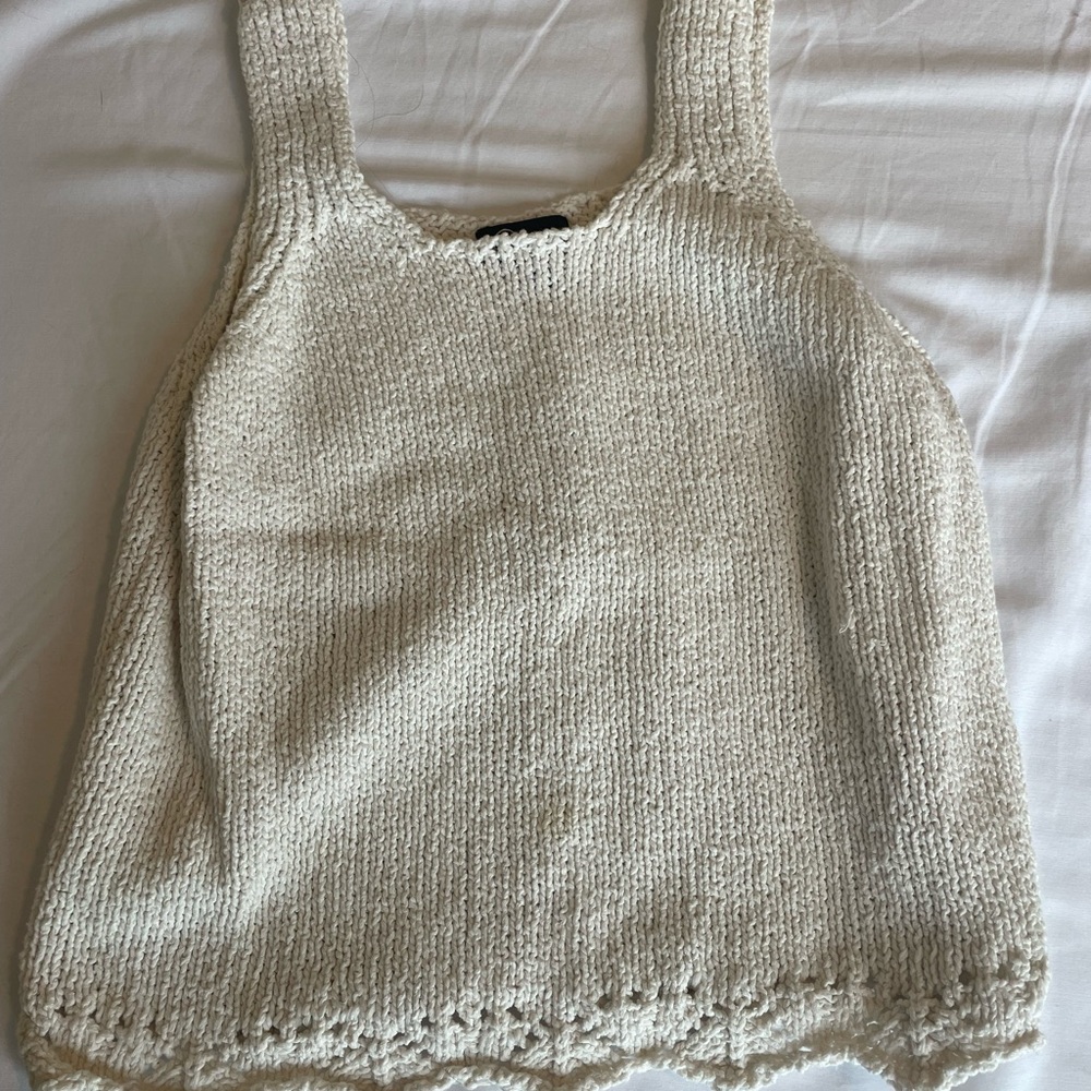Art Class Cream Ribbed Sleeveless Tank Top